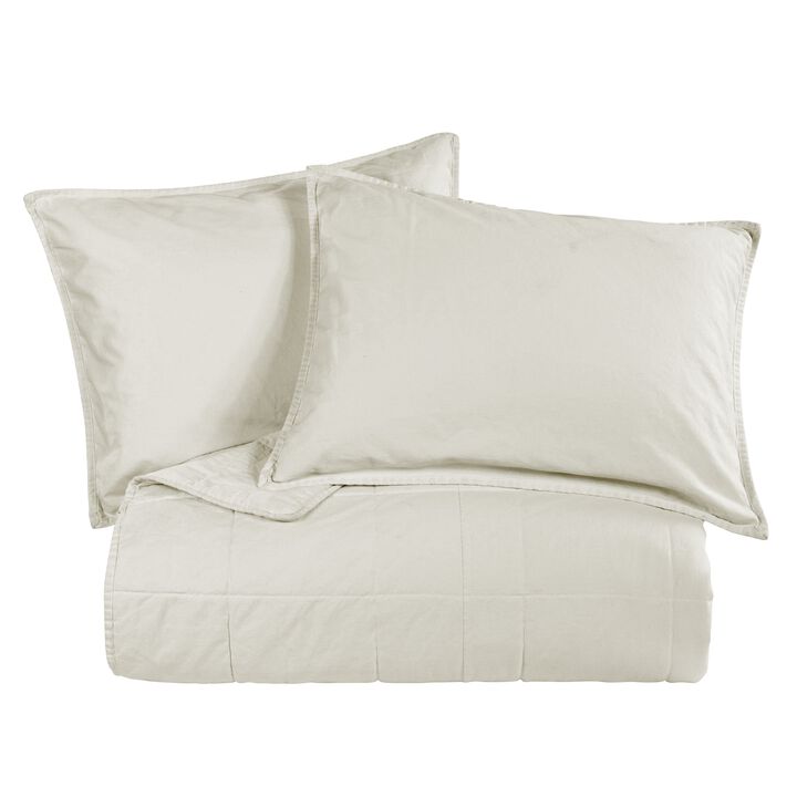 Stonewashed Natural Cotton Canvas King Coverlet Set