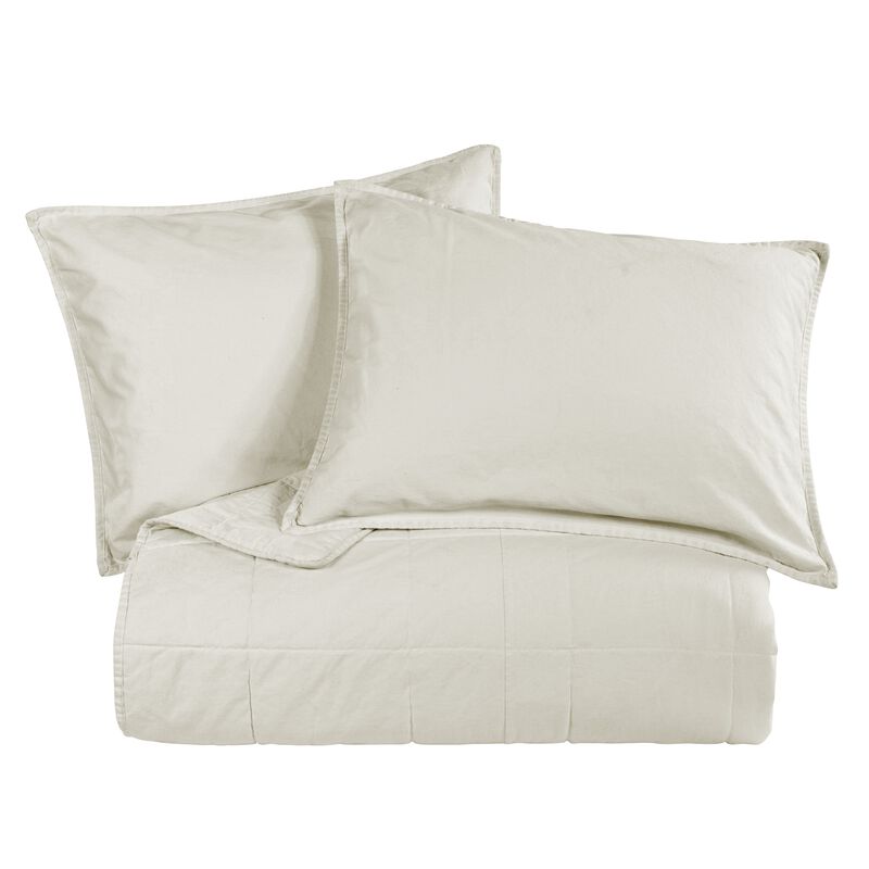 Stonewashed Natural Cotton Canvas King Coverlet Set image number 0