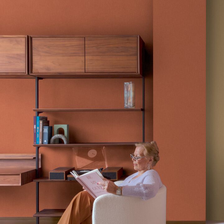 Atmosphere Textile Plain Orange Wallpaper AT1020