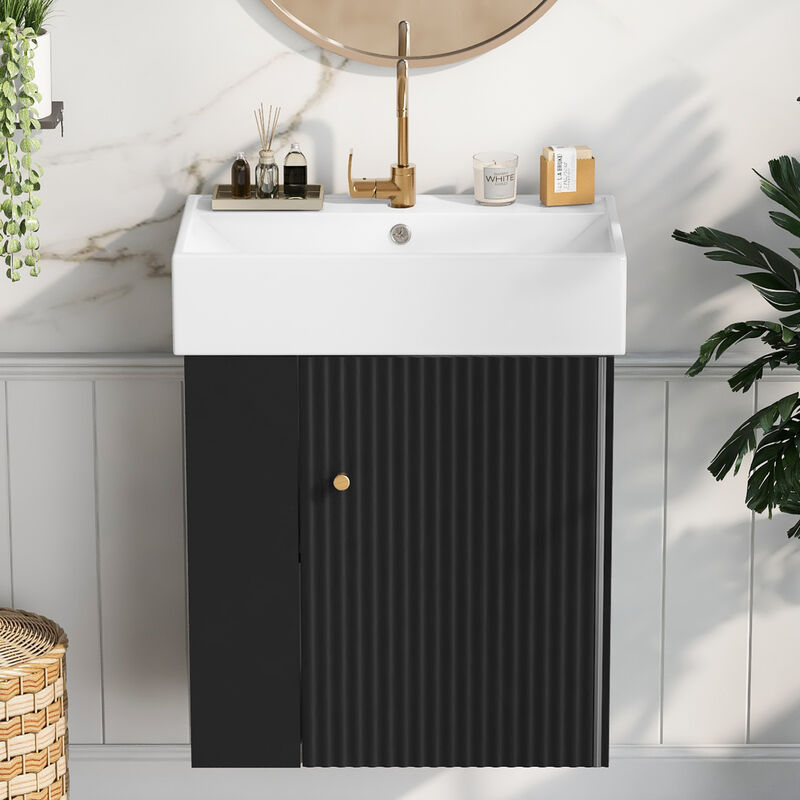ELEMENT ACE Modern Floating Bathroom Vanity with Ceramic Basin image number 4