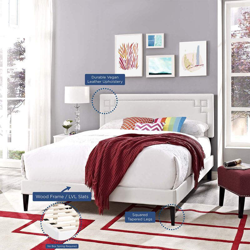 Modway - Ruthie Queen Vinyl Platform Bed with Squared Tapered Legs White image number 6