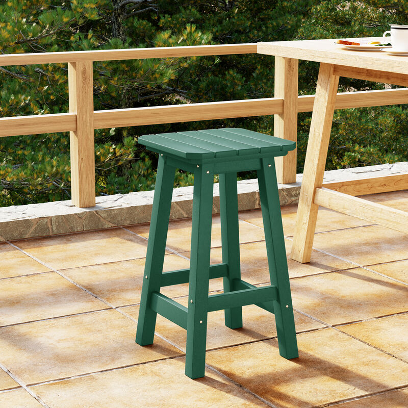 WestinTrends 24" HDPE Outdoor Patio Counter High Backless Square Bar Stool