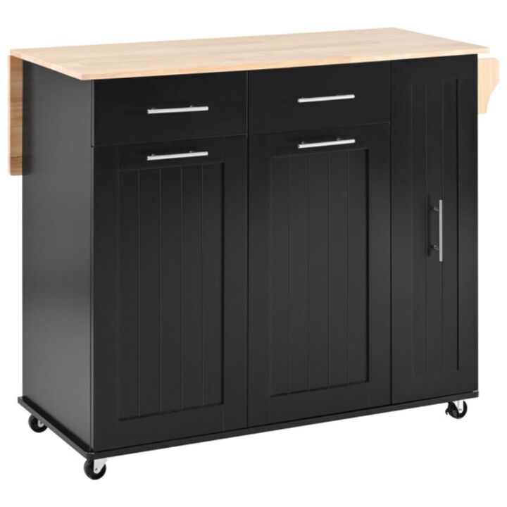 Rolling Kitchen Cart with Drop Leaf, Drawers, Towel Rack, and Pull-Out Storage