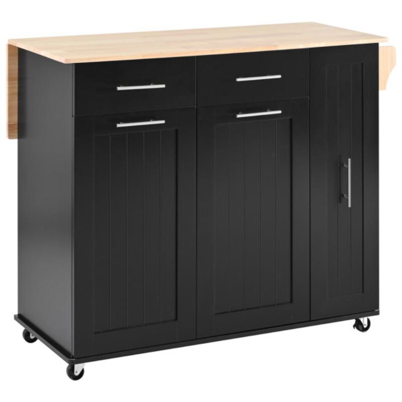 Rolling Kitchen Cart with Drop Leaf, Drawers, Towel Rack, and Pull-Out Storage
