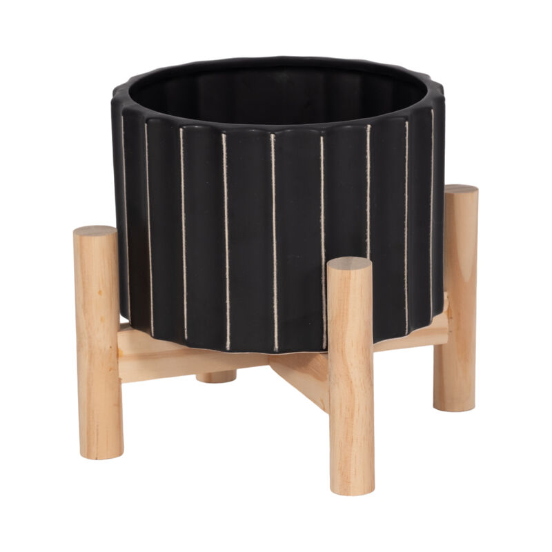 6" Ceramic Fluted Planter W/ image number 2