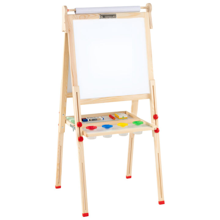 Double-Sided Wooden Kids Art Easel 3-in-1 Folding Design