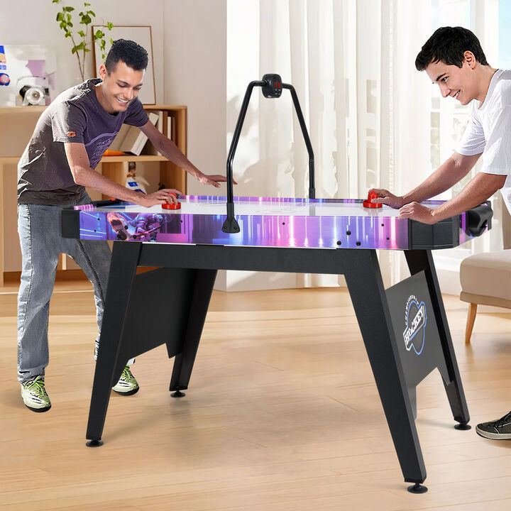 Air Hockey Table Game with LED Scoring Display and Powerful 12V Motor-White