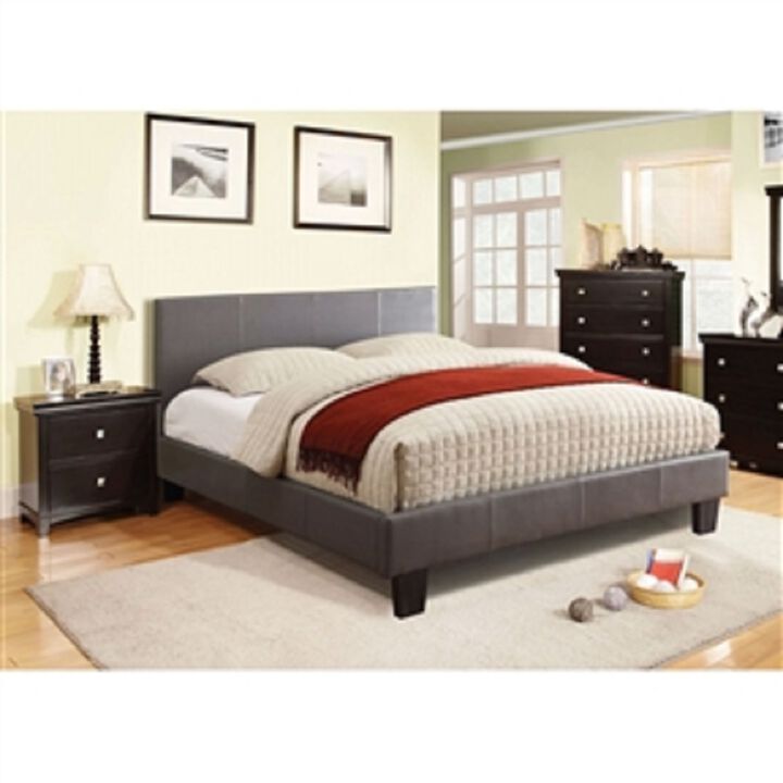 Platform Bed with Faux Leather Upholstered Headboard &ndash; Modern Design, Sturdy Construction, Ideal for All Mattresses