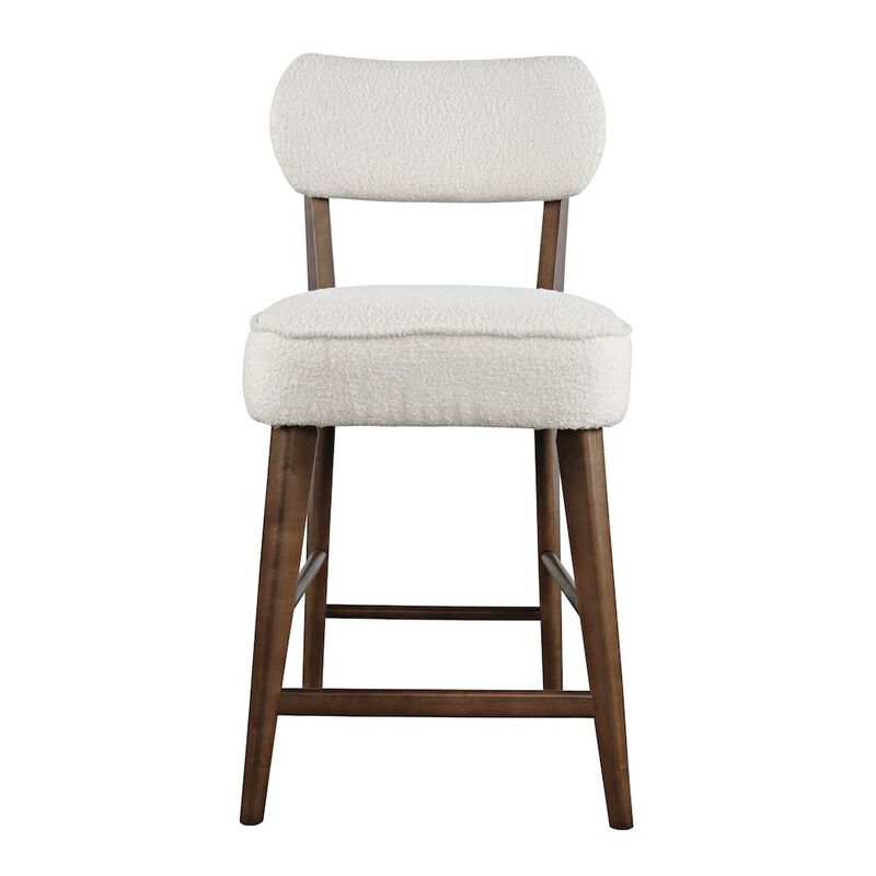 Jofran Wes Mid-Century Modern Boucle Upholstery Counter Barstool (Set of 2)