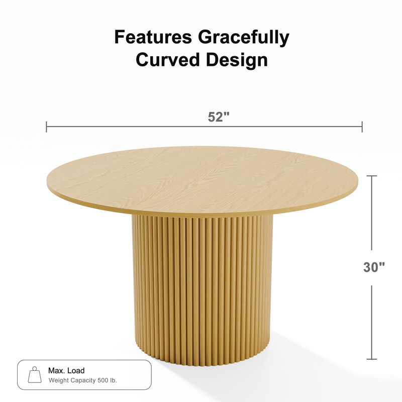 52Inch Straight-Edged Natural Color Wooden Dining Table Seats 4-6 People, Suitable for Living Room and Dining Room