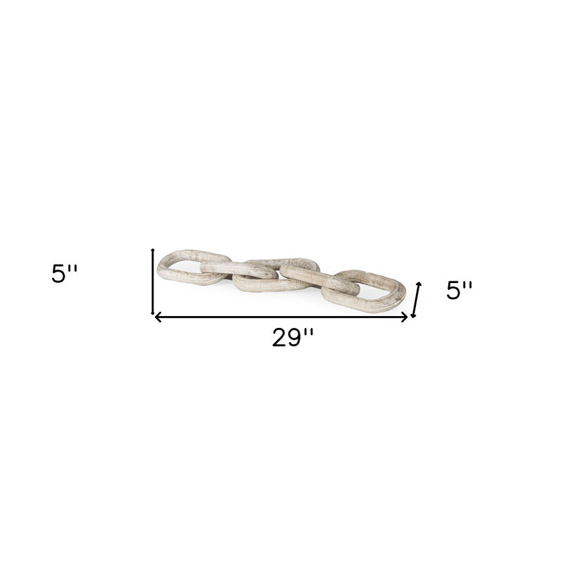 HomeRoots 5" Beige Solid Wood Tabletop Sculpture image number 3