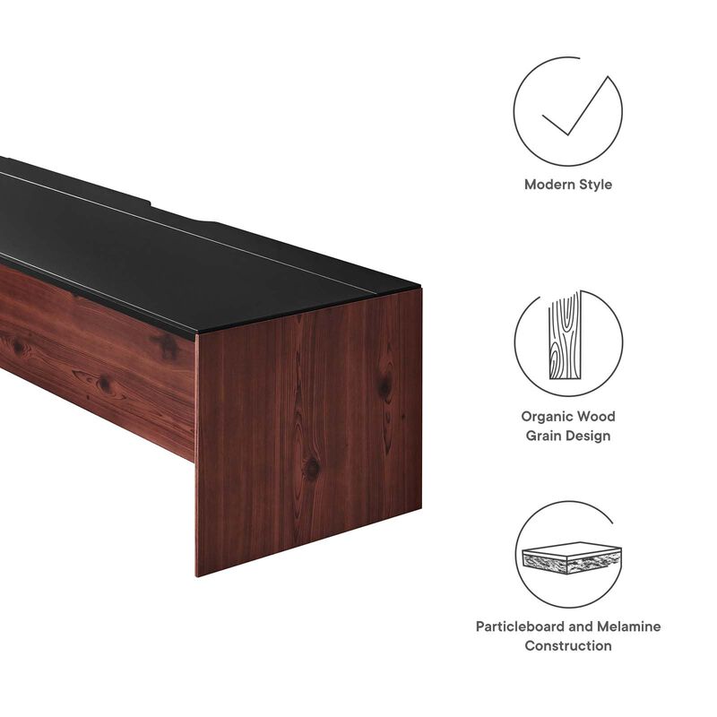 Modway EEI-6312-BLK-CHE Kinetic 49" Wall-Mount Office Desk with Cabinet and Shelf, Black Cherry image number 2
