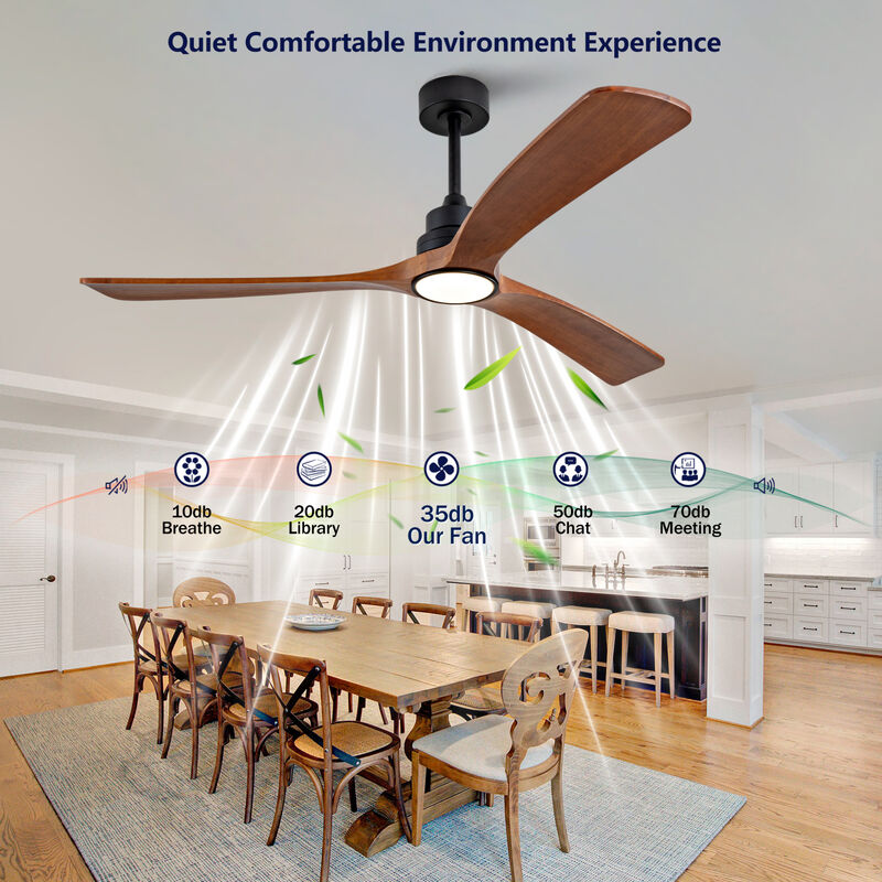 60" Solid Wood Blade Ceiling Fan image number 9