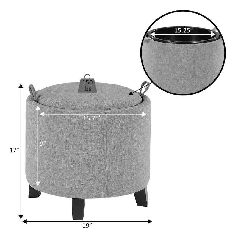 Convenience Concepts Designs4Comfort Oscar Storage Ottoman with Reversible Tray