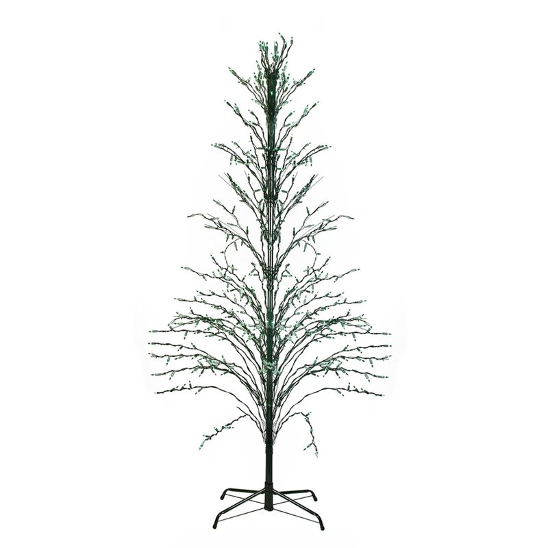 9' Black Pre-Lit Artificial Cascade Twig Christmas Tree - Green Lights