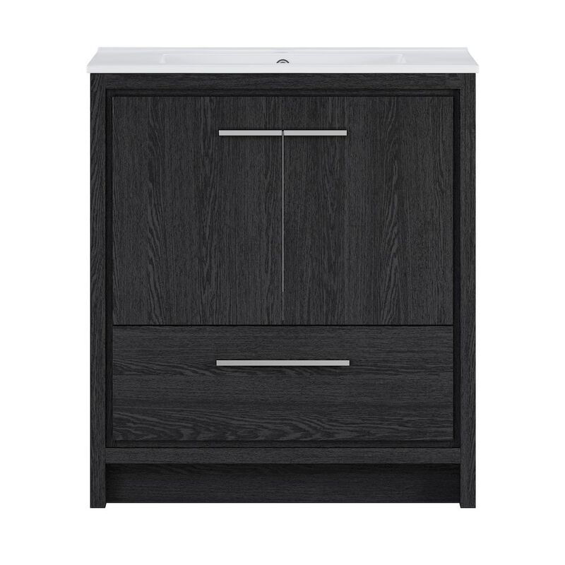 Virage 30" Freestanding Bathroom Vanity in Black Oak with Sink Top image number 0
