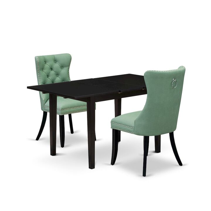 3 Piece Kitchen Table Set Contains a Rectangle Dining Table with Butterfly Leaf