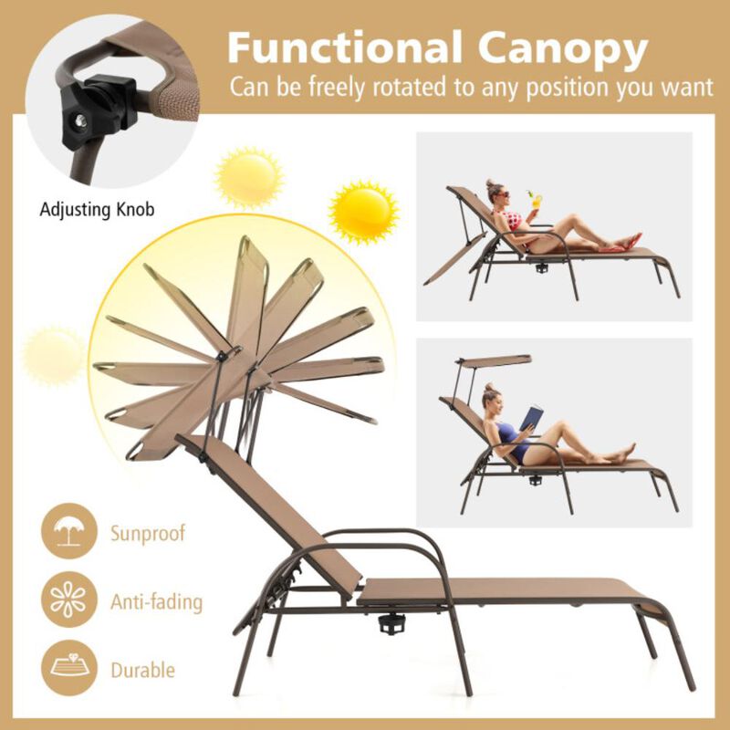 Hivvago Patio Heavy-Duty 5-Level Adjustable Chaise Lounge Chair