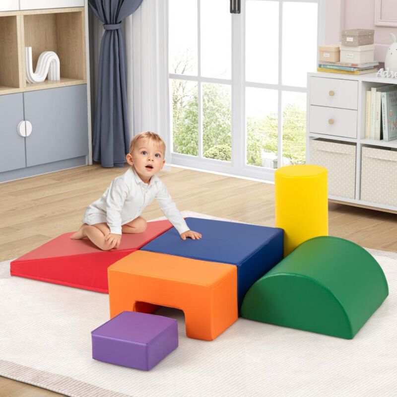Hivvago 6 Pieces Foam Climbing Blocks Indoor Climb and Crawl Activity Playset with Rectangles