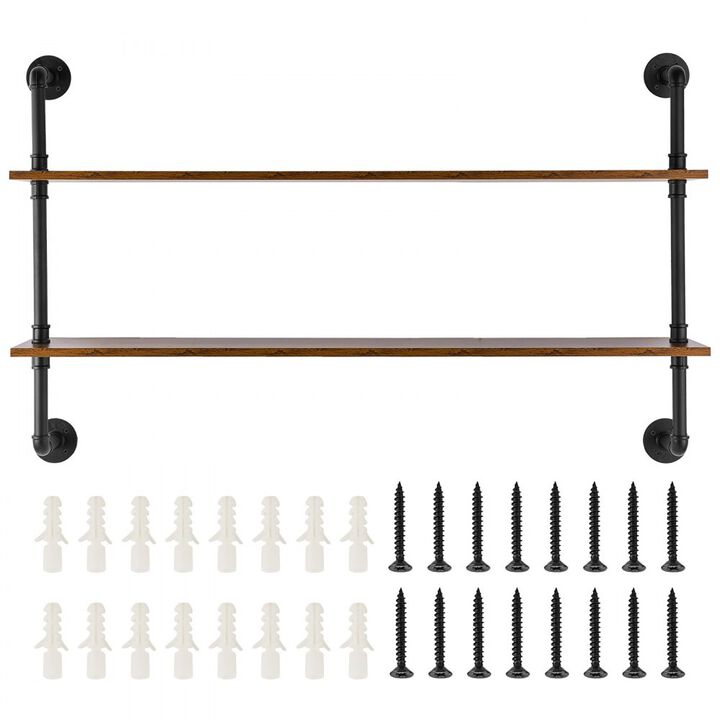 2-Tier Industrial Pipe Shelf Wall Mount for Kitchen, Bedroom or Living Room