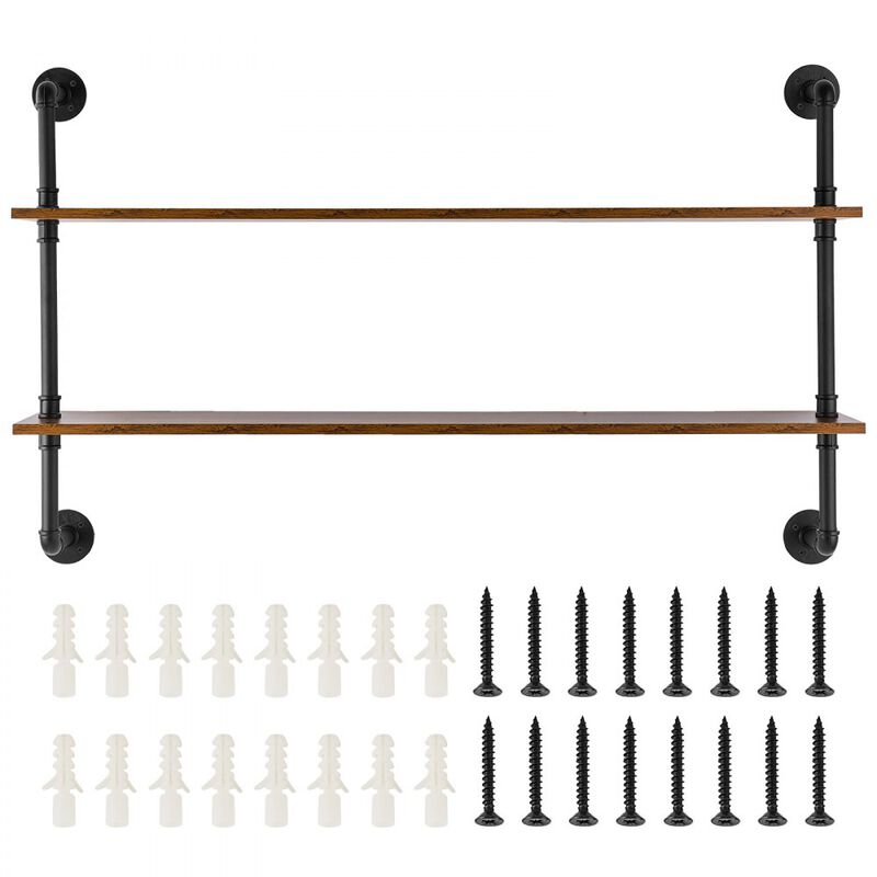 2-Tier Industrial Pipe Shelf Wall Mount for Kitchen, Bedroom or Living Room
