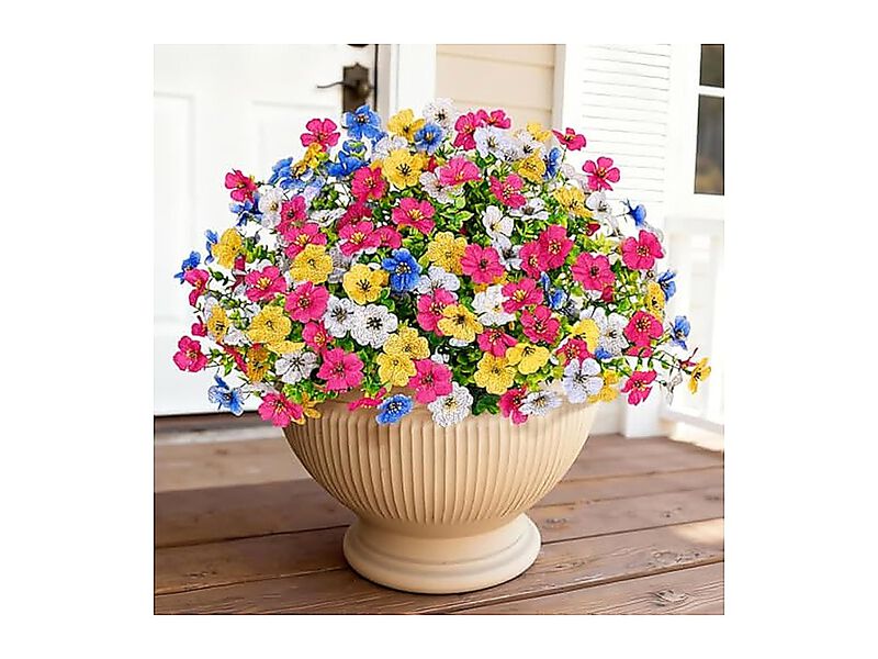 Artificial Flowers Outdoors 16 Bundles UV Resistant Fake Realistic Silk Faux Box image number 1