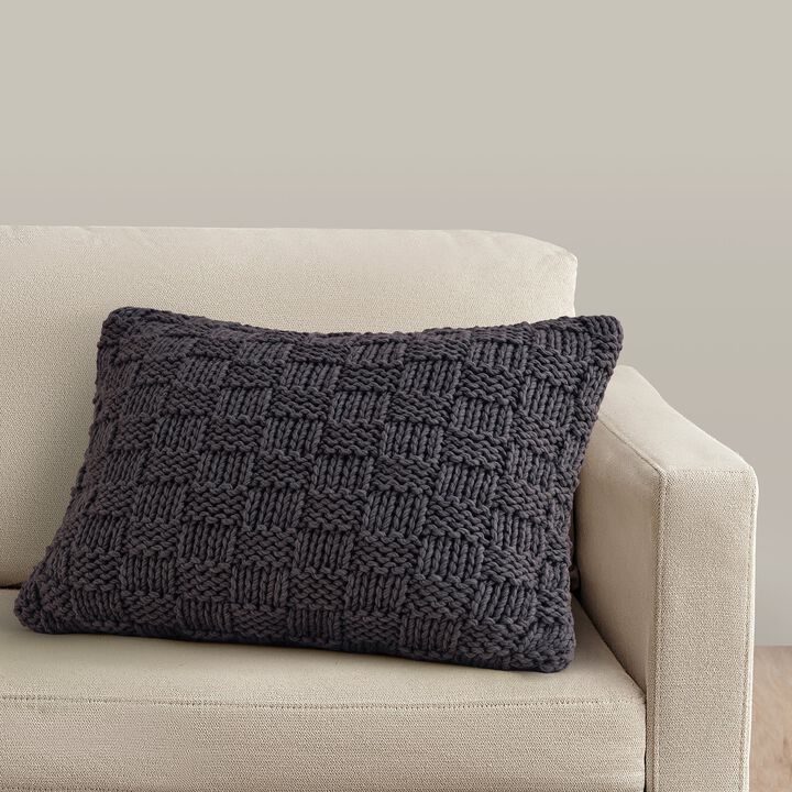 Chess Knit Slate Dutch Euro Pillow