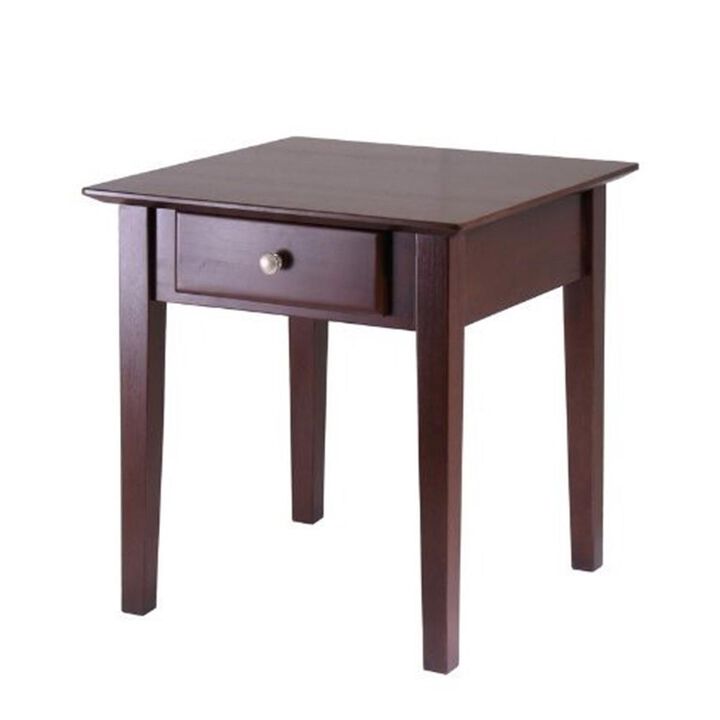 Winsome  Rochester End Table with one Drawer Shaker Antique Walnut