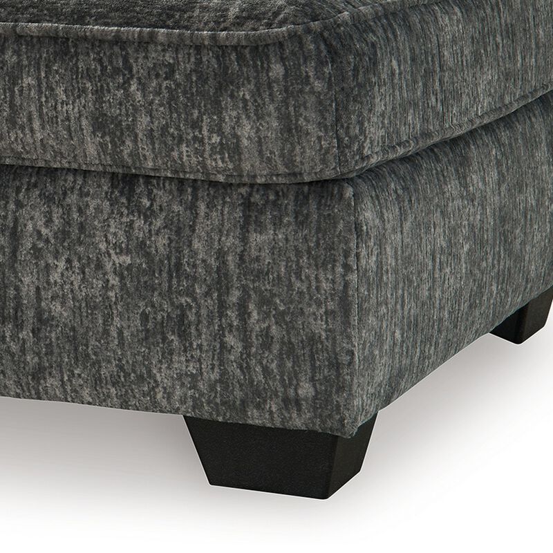 Layla Accent Ottoman, Contemporary Dark Gray Polyester, 37 Inch Square - Benzara