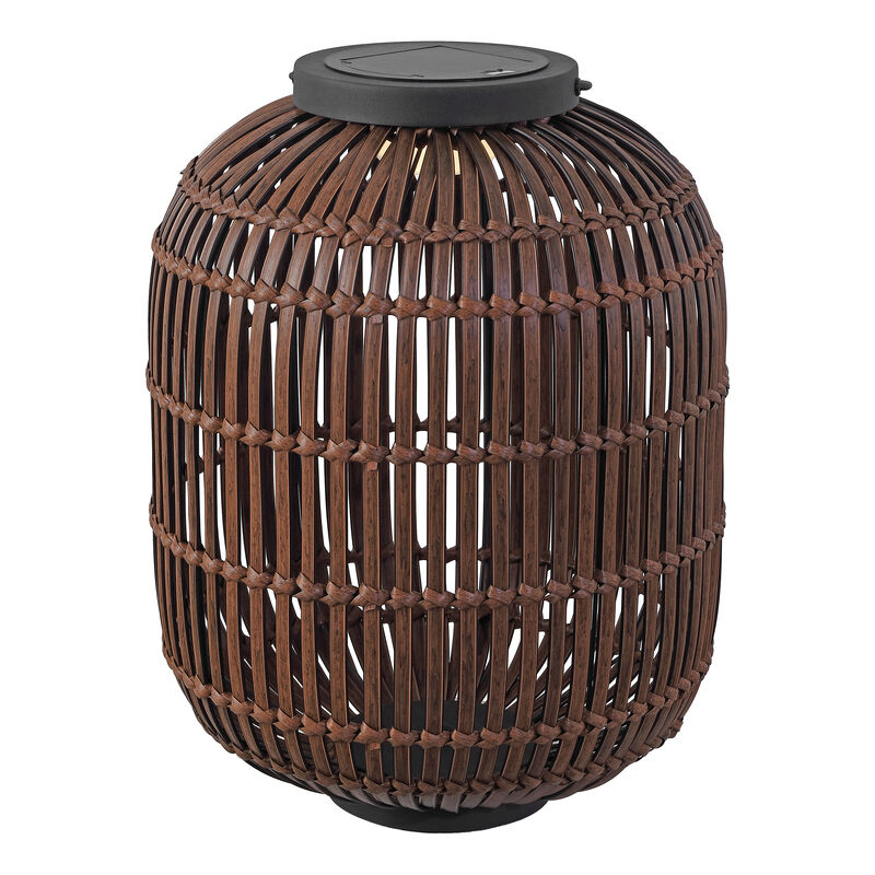 Nara 20.5" Modern Global Faux Rattan Integrated Indoor/Outdoor LED Solar Powered Lantern