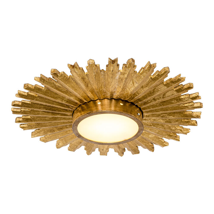 22" Retro Gold Handmade Sunburst LED Flush Mount Ceiling Light