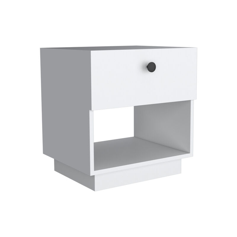 Streamdale Paris 1 Drawer Nightstand, Open Lower Shelf - White image number 4