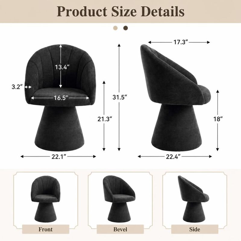 GOODSILO Upholstered 360 Degree Swivel Accent Armchair, Chenille Fabric Comfy Chair for Living Room Dining Vanity and Study Space image number 1
