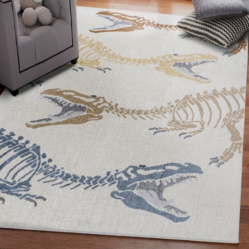 Kingdarr T-Rex Modern Kids Machine-Washable Area Rug