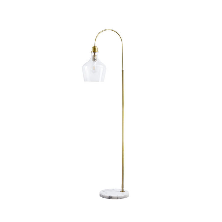 Gracie Mills Leanne Modern Arched Floor Lamp with Marble Base