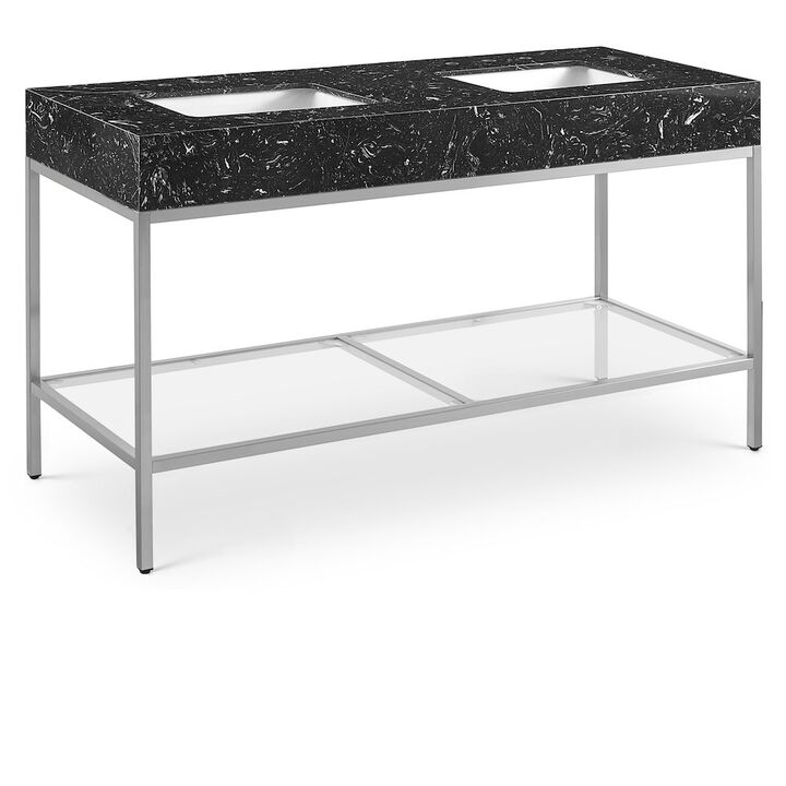 Meridian Furniture Marmo Black Engineered Marble Bathroom Vanity