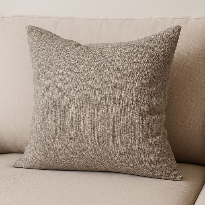 HomeRoots 22" Gray Linen Throw Pillow Cover with Texture