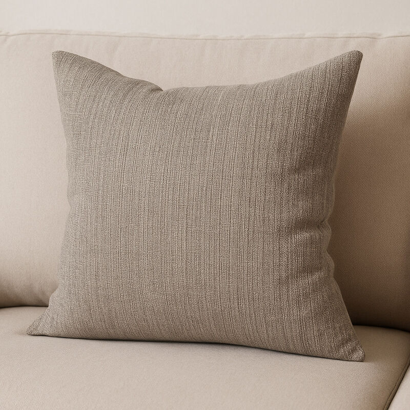HomeRoots 22" Gray Linen Throw Pillow Cover with Texture image number 1