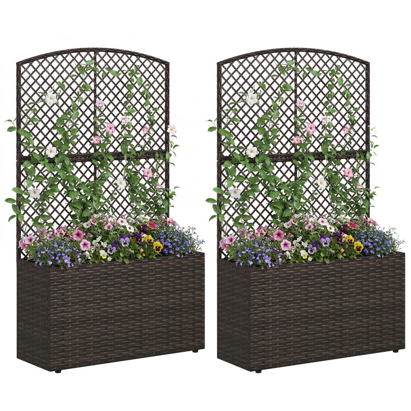 2 Pack Raised Planter Boxes with Trellis for Garden Backyard Patio and Balcony image number 8