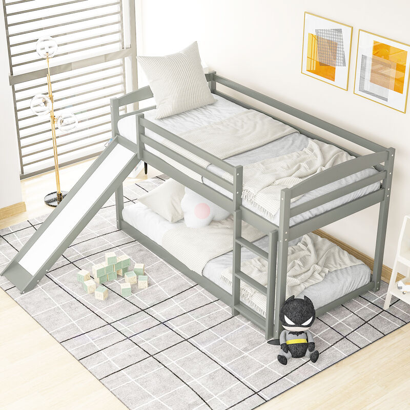 Merax Twin over Twin Bunk Bed with Convertible Slide and Ladder