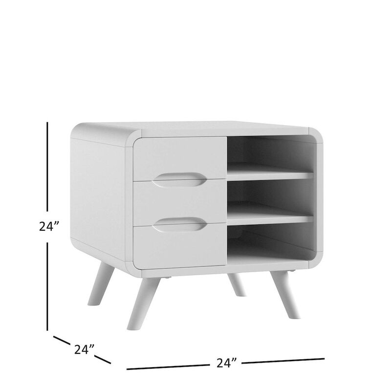 Jofran Marlowe Mid-Century Modern 24 Curved End Table with Storage Drawers