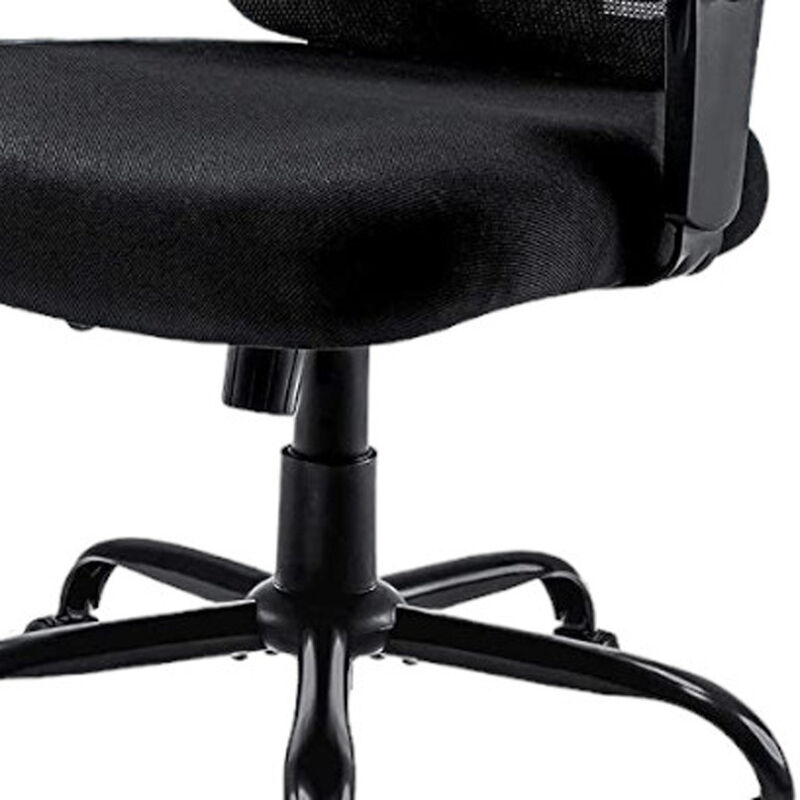 HomeRoots Black Fabric Mesh and Steel Adjustable Swivel Rolling Executive Office Chair image number 2
