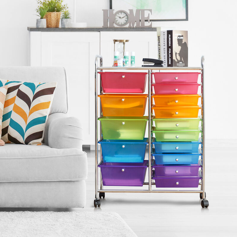 15-Drawer Utility Rolling Cart with Multi-Purpose Storage Drawers image number 1