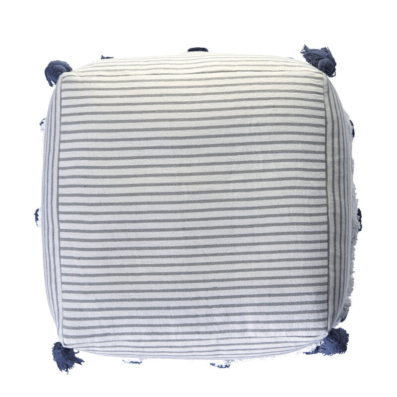 Handwoven Round Cotton Ottoman Pouf for Living Room or Bedroom