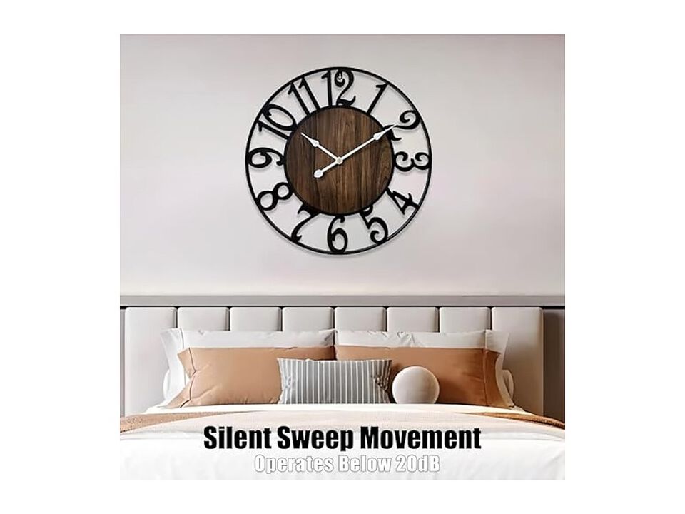 Mantel Metal Farmhouse Wall Clock 16 Inch Silent Non Ticking Battery Operated