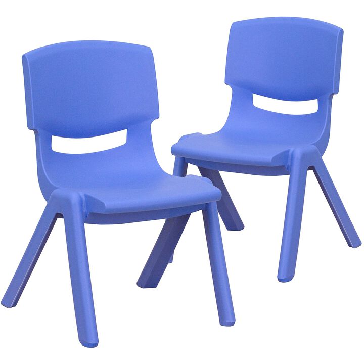 Flash Furniture Whitney 2 Pack Blue Plastic Stackable School Chair with 10.5'' Seat Height