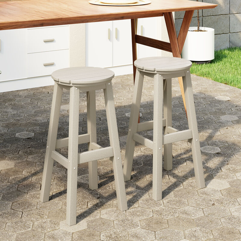 WestinTrends 29" HDPE Outdoor Patio Round Bar Stool Set of 2 image number 1
