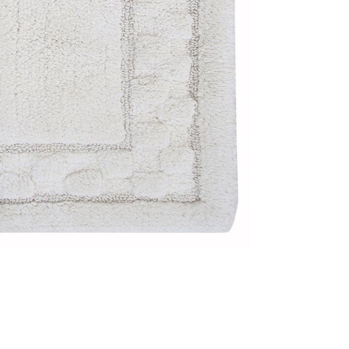 Splendid Soft Plush Cotton Bath Rug Features Fashionable Sculptured Border Design And Non-Slip 24" X 40" Ivory