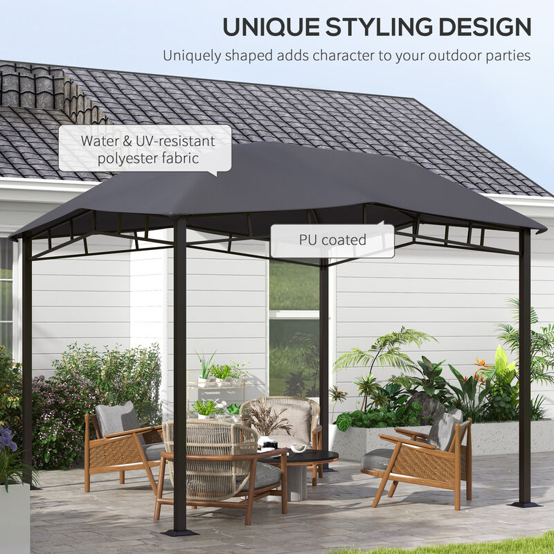 10' x 10' Soft Top Patio Outdoor Canopy Gazebo Tent Steel Fabric Gray