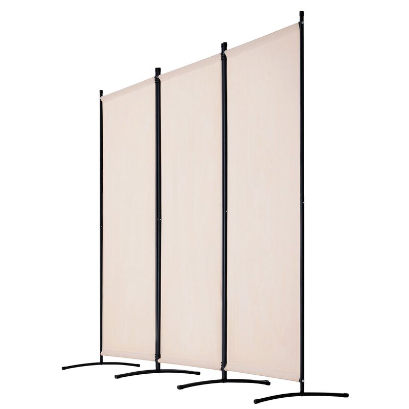 Foldable 3 Panel Room Divider Screen Portable Privacy Partition for Room Separation Office Bedroom-Beige image number 7